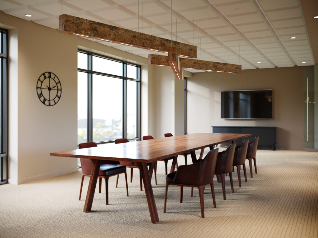 Light Beam acoustic lighting in conference room