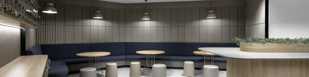 ecoustic Neilson tile and Banner baffle installation in ACT Dept lounge