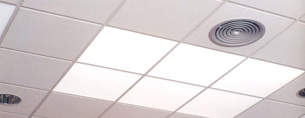 Lit ceiling with air conditioning vent