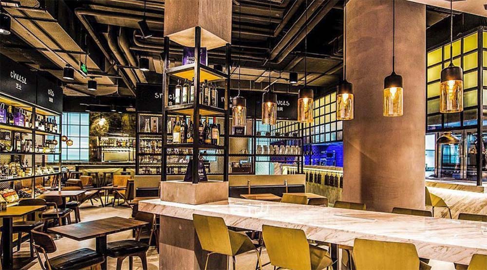 Layered Ceiling at Bar