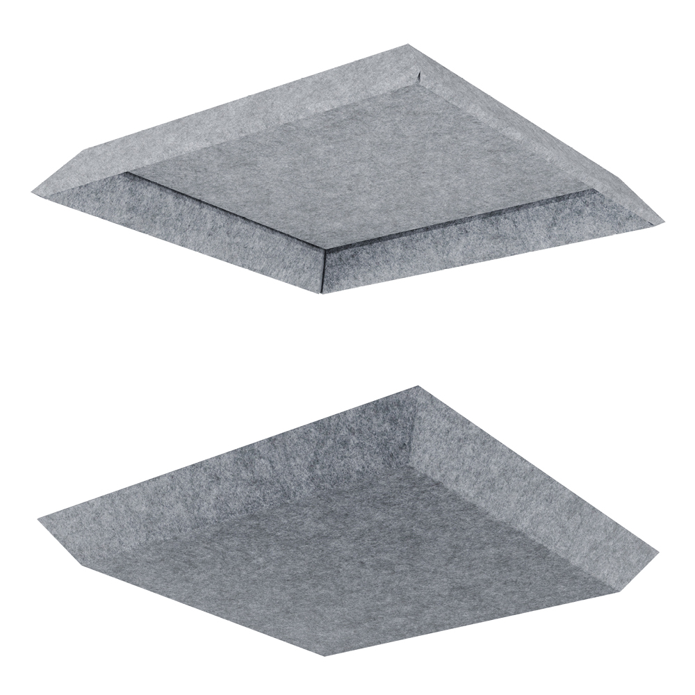 grey coffered and extruded acoustic ceiling tiles