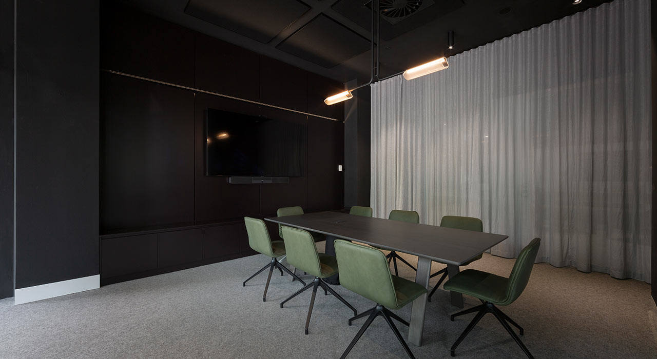 Ecoustic Solid Color Core on ceiling in conference room