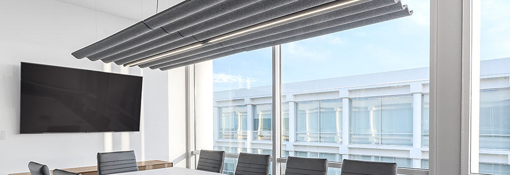 Scala ceiling tile above office table