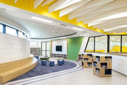 Ecoustic Incline Baffle installed in elementary school media room