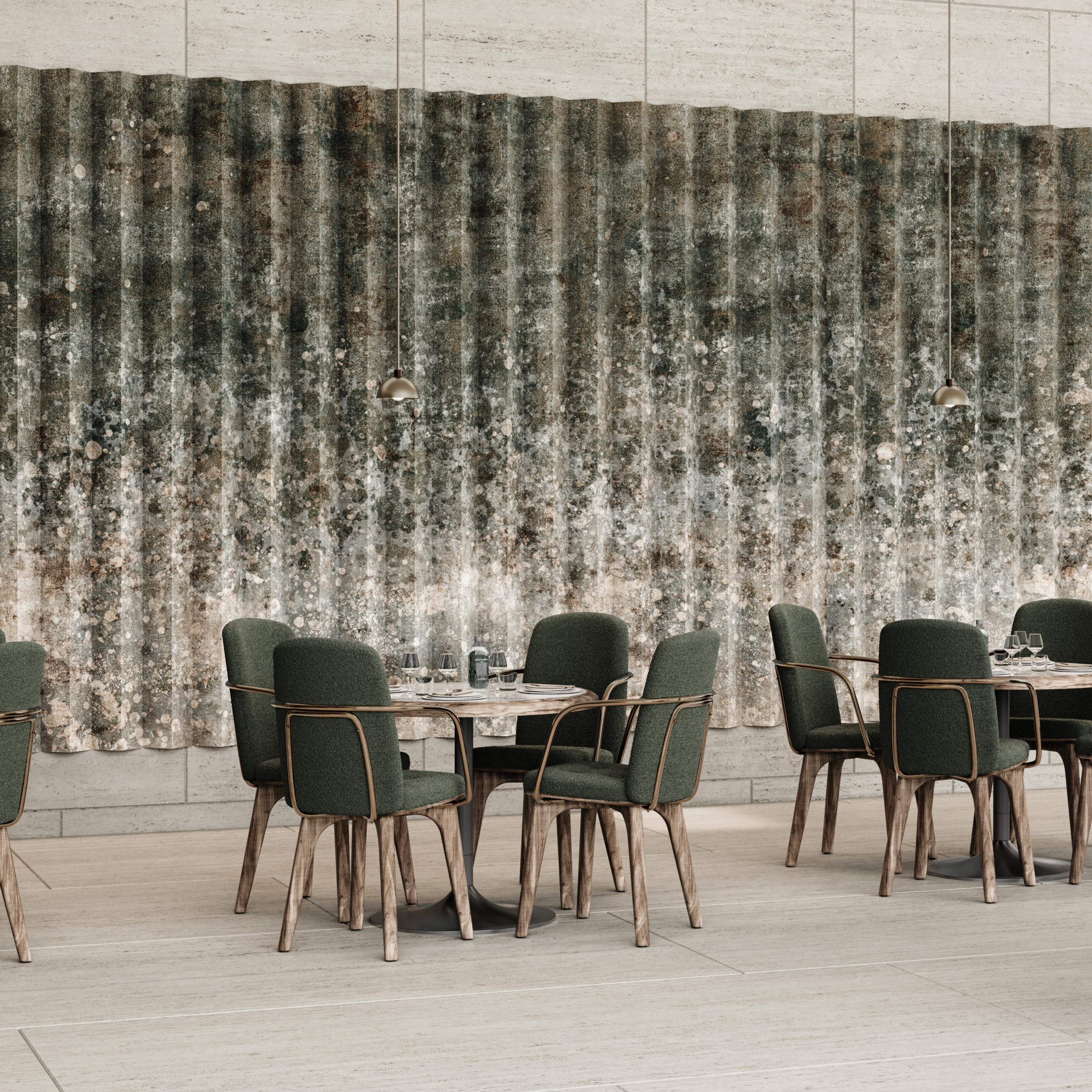 Pinnacle in restaurant lounge area with tan and green Wilsonart pattern