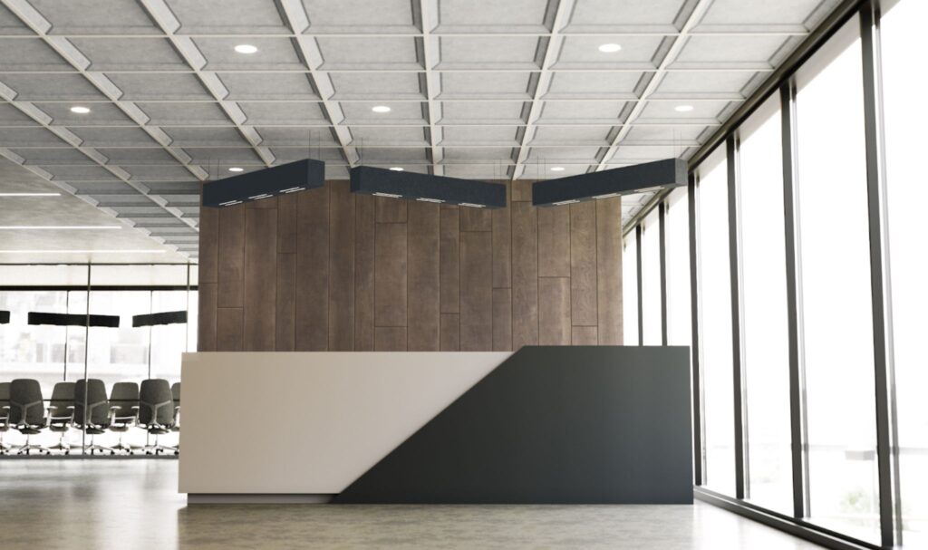 Madera light grey coffered ceiling